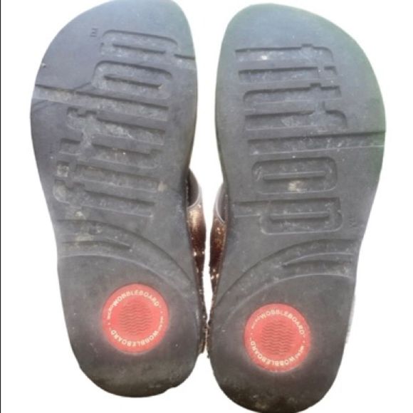 FIT FLOP Bronze Sequins Micro Wobble Board Workout Flip Flop Sandals Sz 9 - Picture 9 of 12